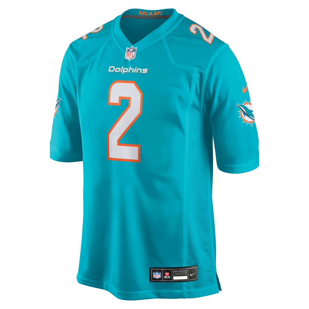 Miami Dolphins Malik Willis Aqua Game Jersey product image 3, provided for visual reference and product detail review