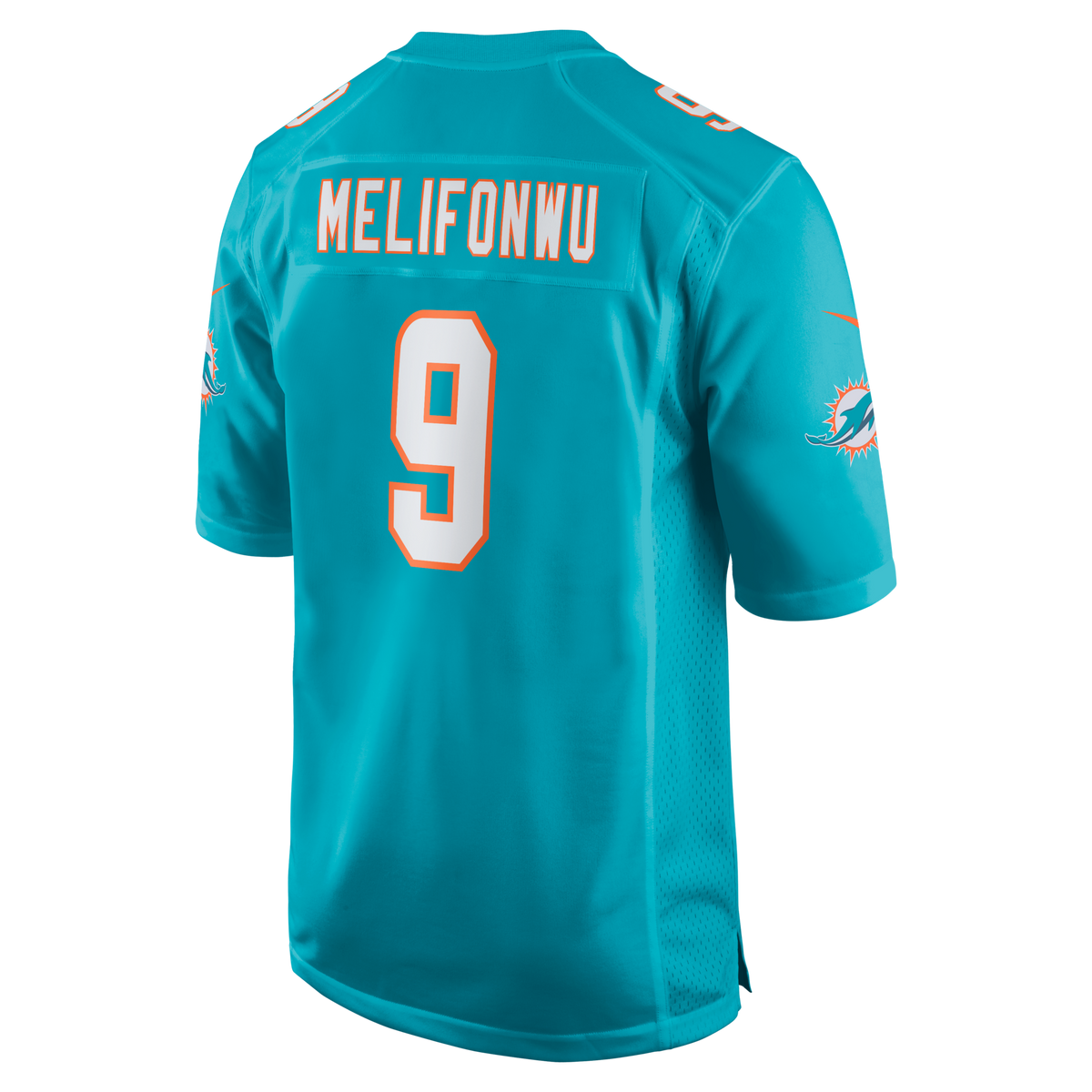 Miami Dolphins Ifeatu Melifonwu Aqua Team Game Jersey product image 3, provided for visual reference and product detail