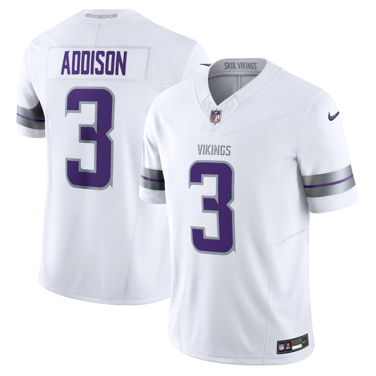 Minnesota Vikings Jordan Addison White Alternate Vapor F.U.S.E. Limited Jersey product image 2, provided for visual