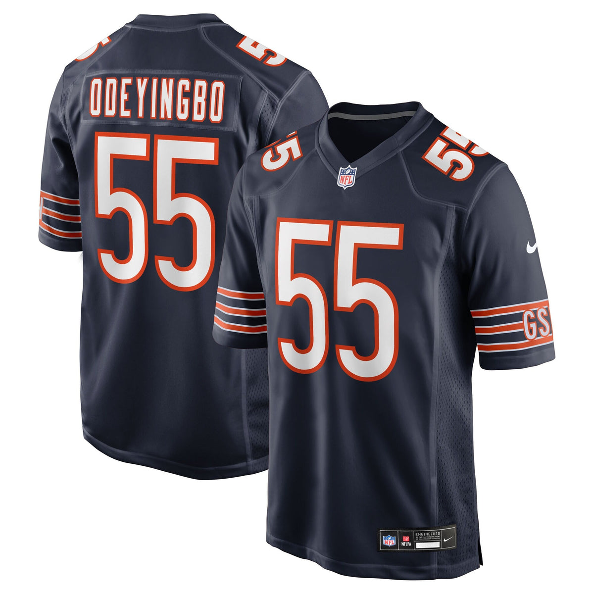 Chicago Bears Dayo Odeyingbo Navy Team Game Jersey product image 1, provided for visual reference and product detail review