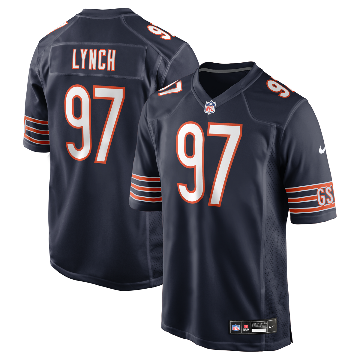 Chicago Bears James Lynch Navy Team Game Jersey product image 1, provided for visual reference and product detail review