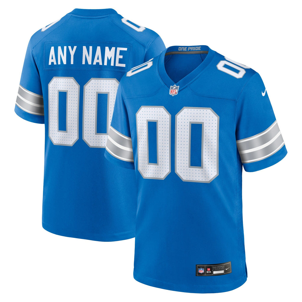 Detroit Lions Blue Custom Game Jersey product image 1, provided for visual reference and product detail review