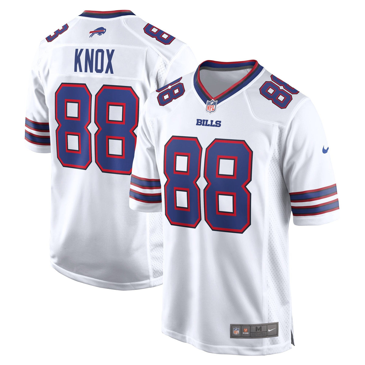 Buffalo Bills Dawson Knox White Away Game Player Jersey product image 2, provided for visual reference and product detail
