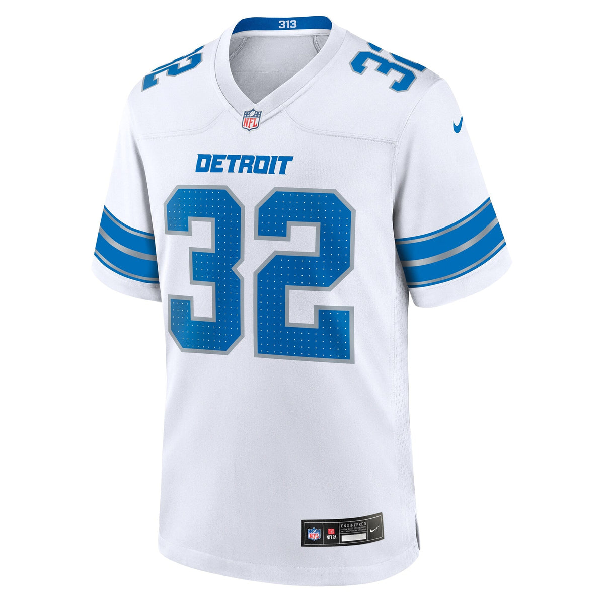 Detroit Lions Brian Branch White White Game Jersey product image 3, provided for visual reference and product detail review