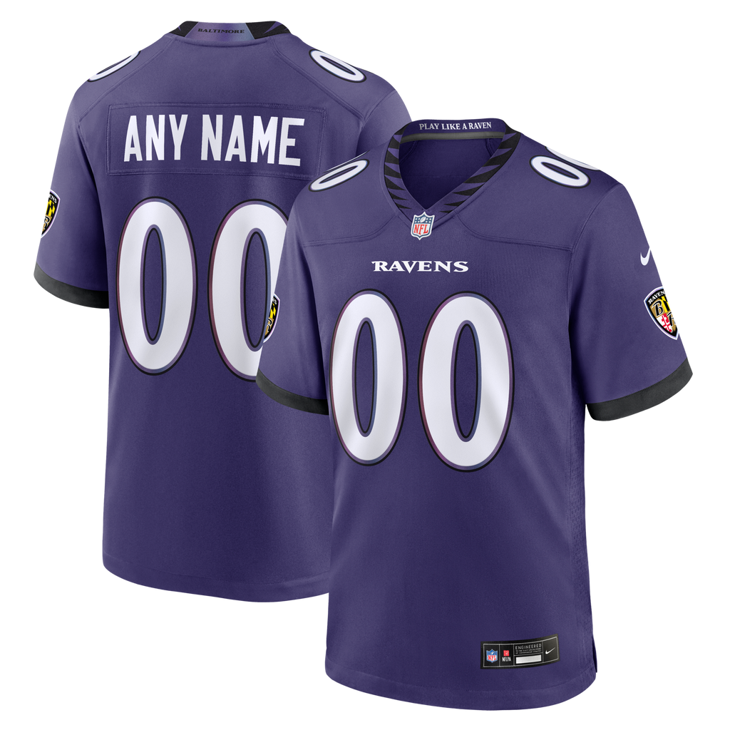 Baltimore Ravens Purple Custom Game Jersey product image 2, provided for visual reference and product detail review