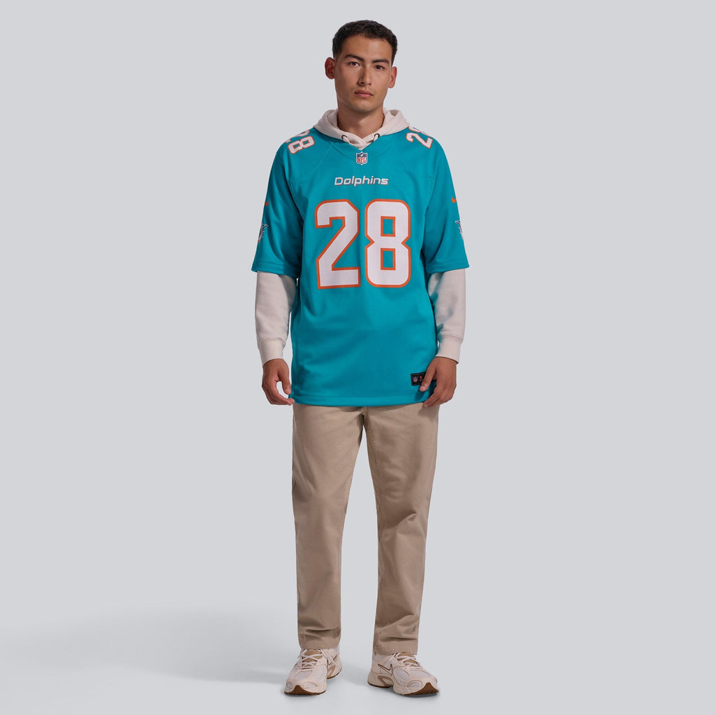 Miami Dolphins Devon Achane Aqua Player Game Jersey product image 5, provided for visual reference and product detail review
