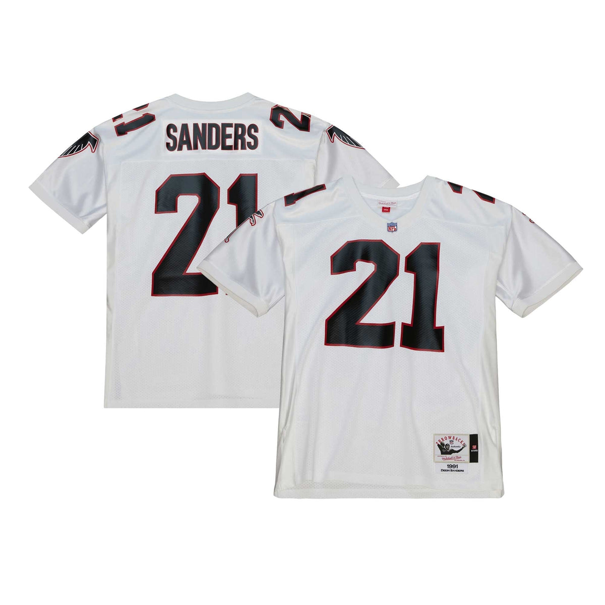 Atlanta Falcons 1991 Deion Sanders White Authentic Throwback Retired Player Jersey product image 2, provided for visual
