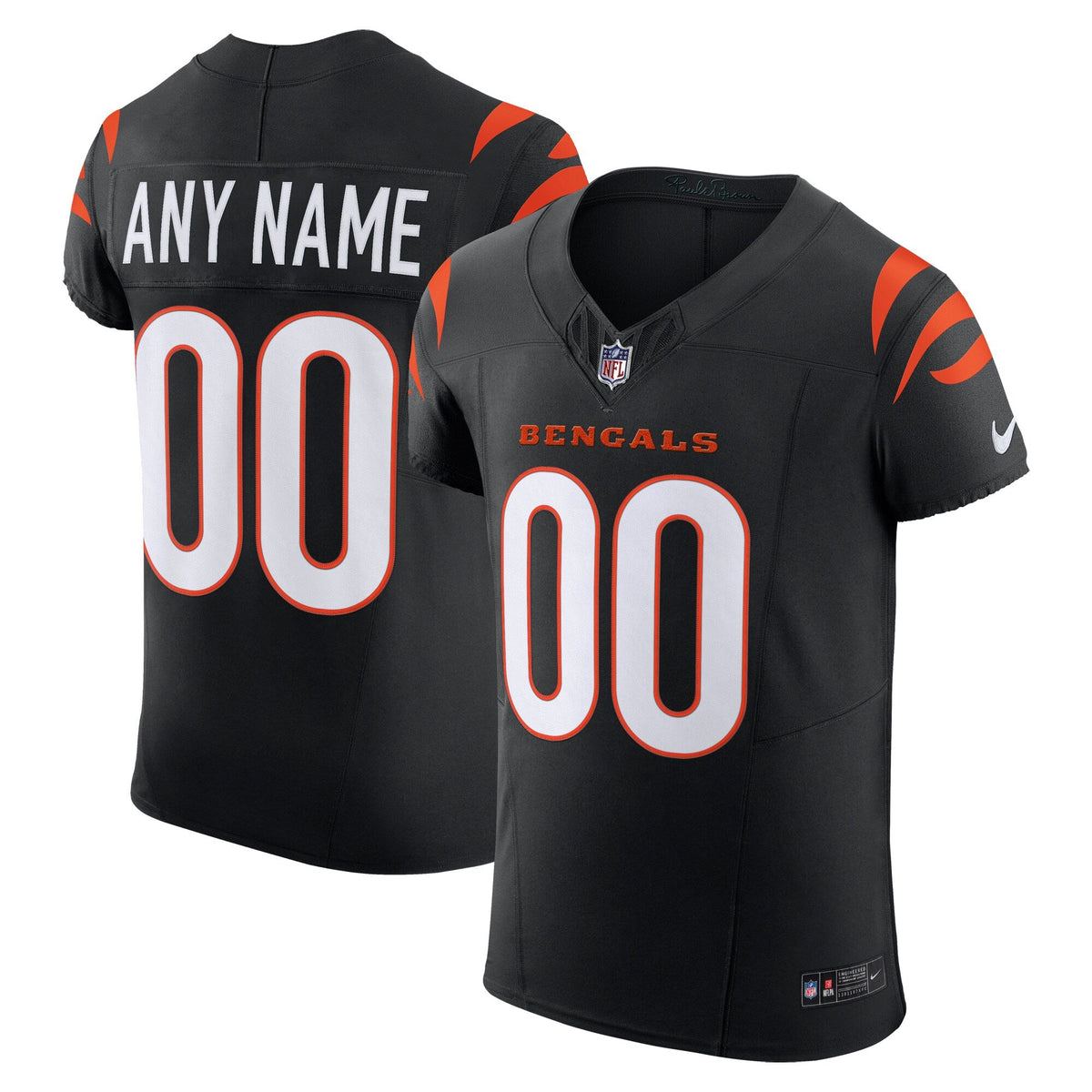 Cincinnati Bengals Black Team Vapor F.U.S.E. Elite Custom Jersey product image 2, provided for visual reference and product