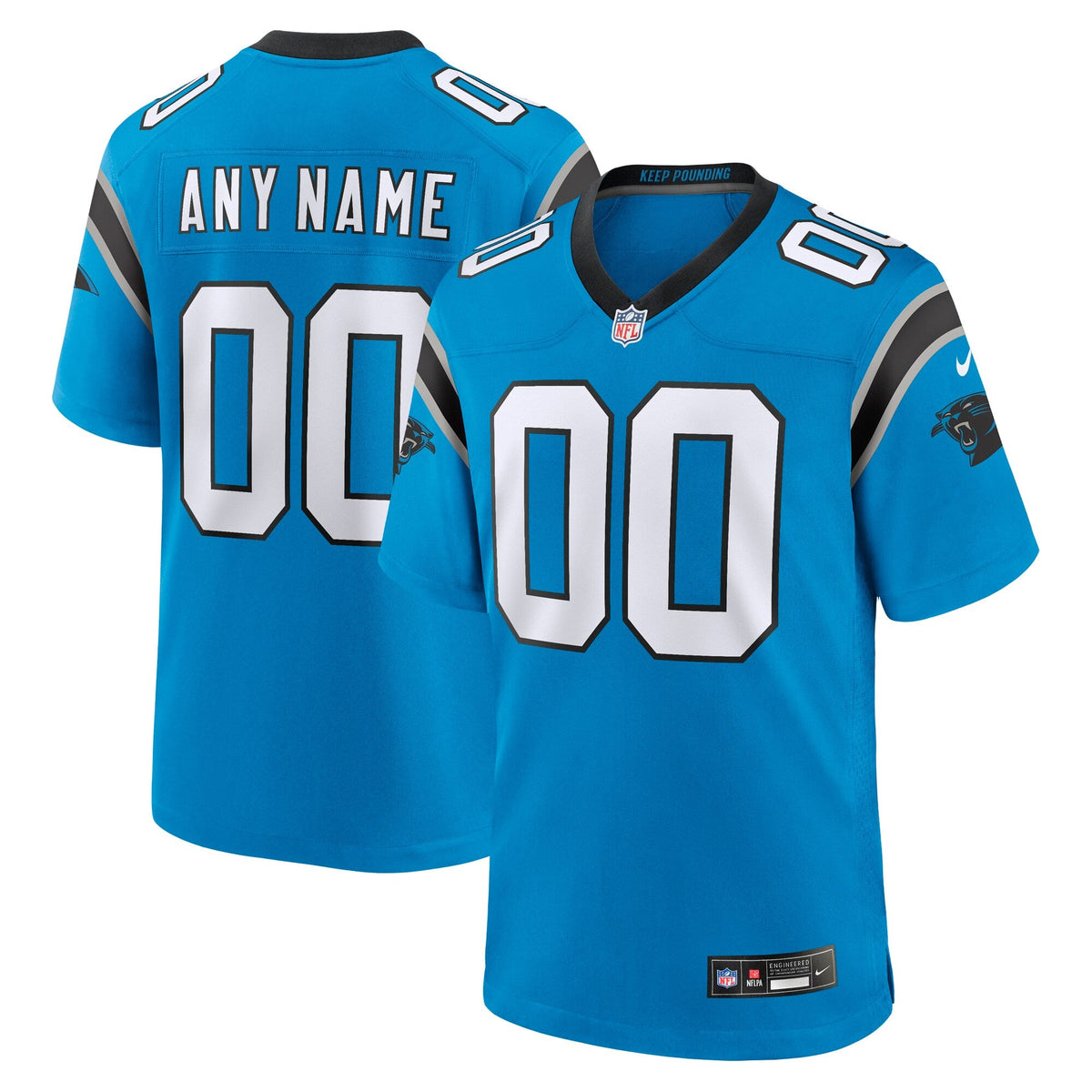 Carolina Panthers Blue Alternate Custom Game Jersey product image 1, provided for visual reference and product detail review