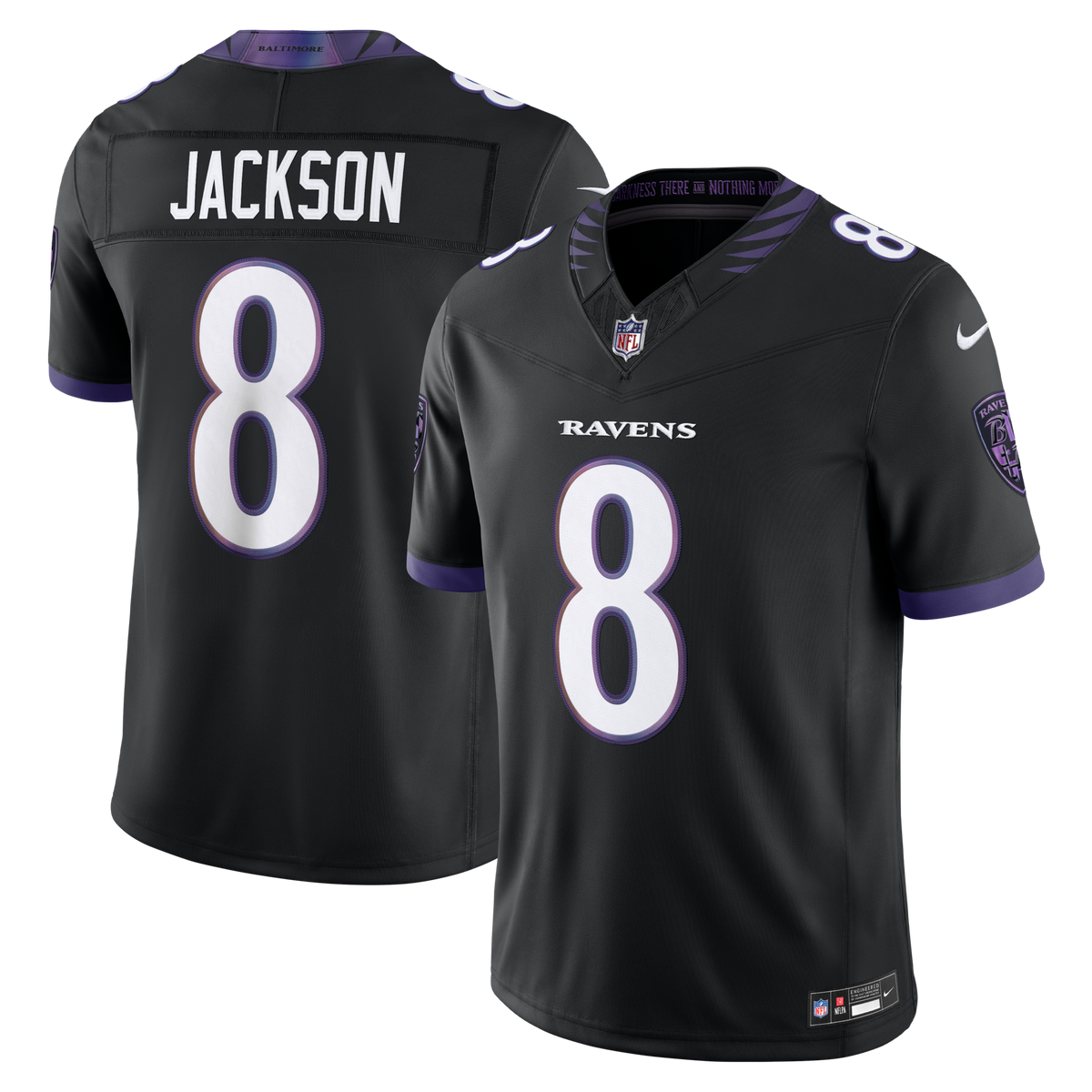 Baltimore Ravens Lamar Jackson Black Alternate Alternate Vapor F.U.S.E. Stitched Limited Jersey product image 1, provided