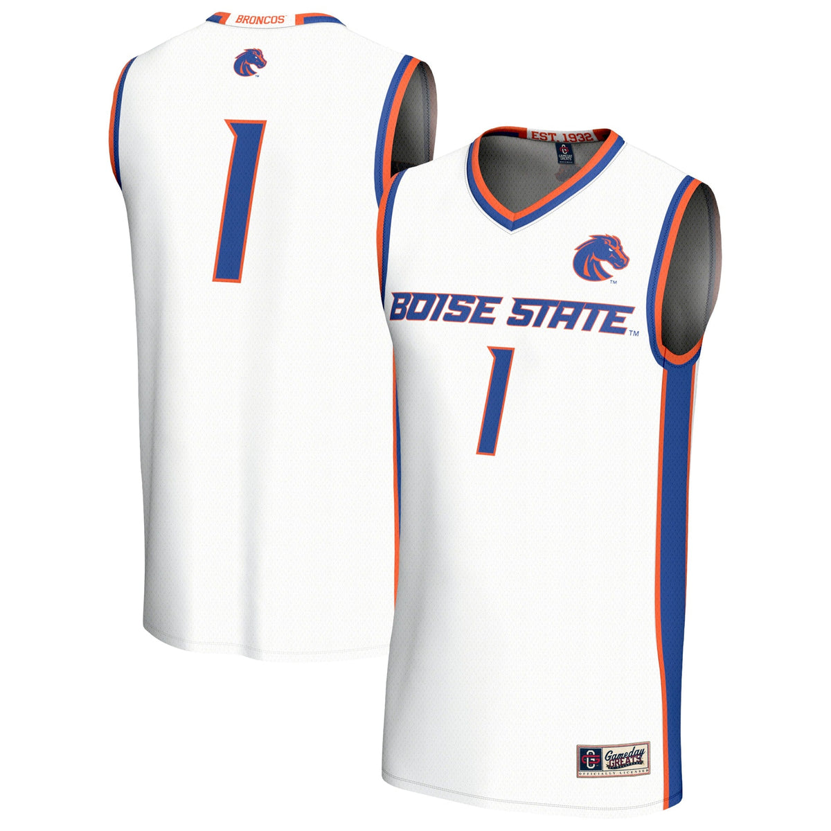 Boise State Broncos Collegiate Basketball Fashion Jersey - White product image 2, provided for visual reference and product