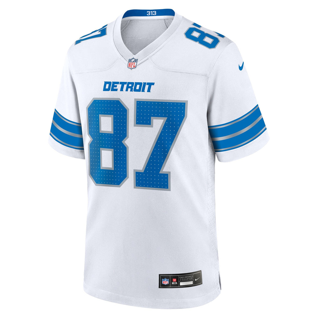 Detroit Lions Sam LaPorta White White Game Jersey product image 3, provided for visual reference and product detail review