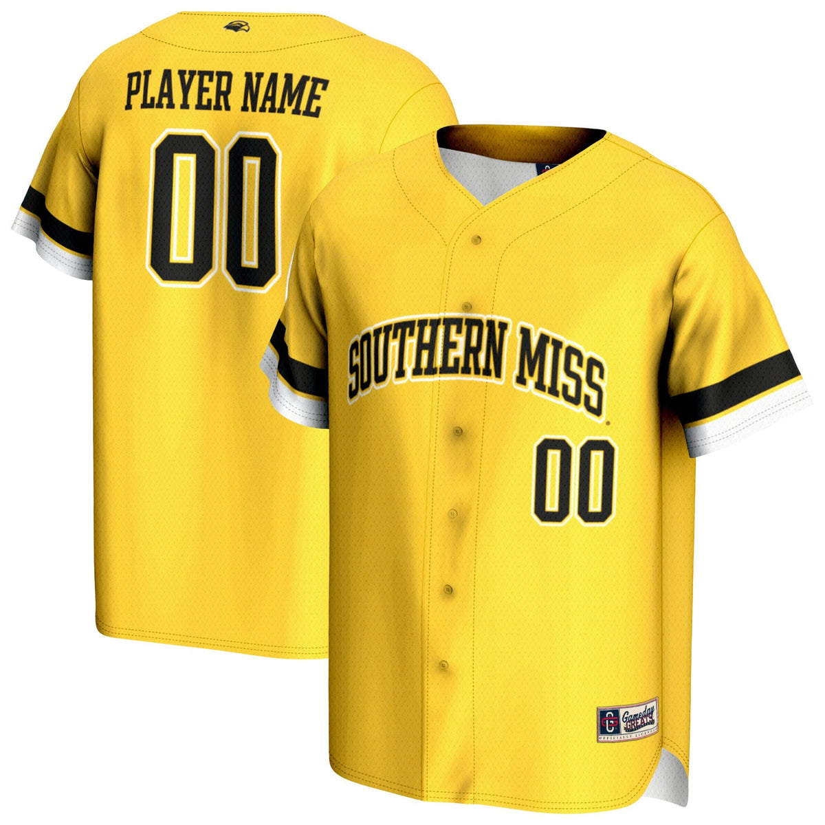 Southern Miss Golden Eagles NIL Pick-A-Player Lightweight Baseball Jersey - Gold product image 2, provided for visual