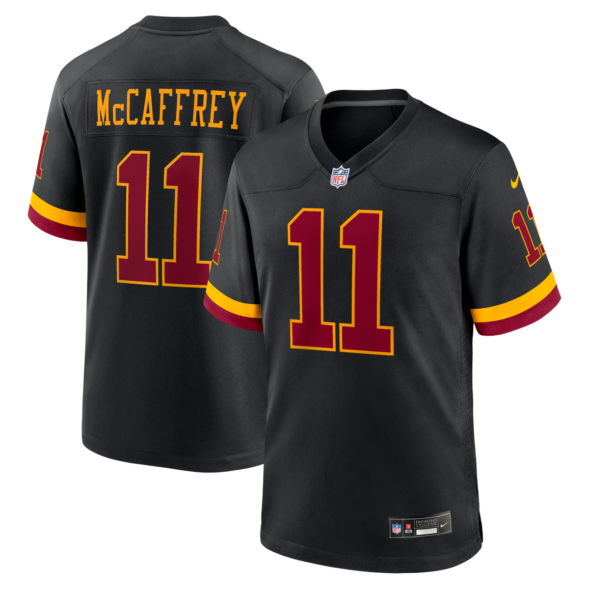 Washington Commanders Luke McCaffrey Black Hail Raiser Alternate Game Jersey product image 2, provided for visual reference