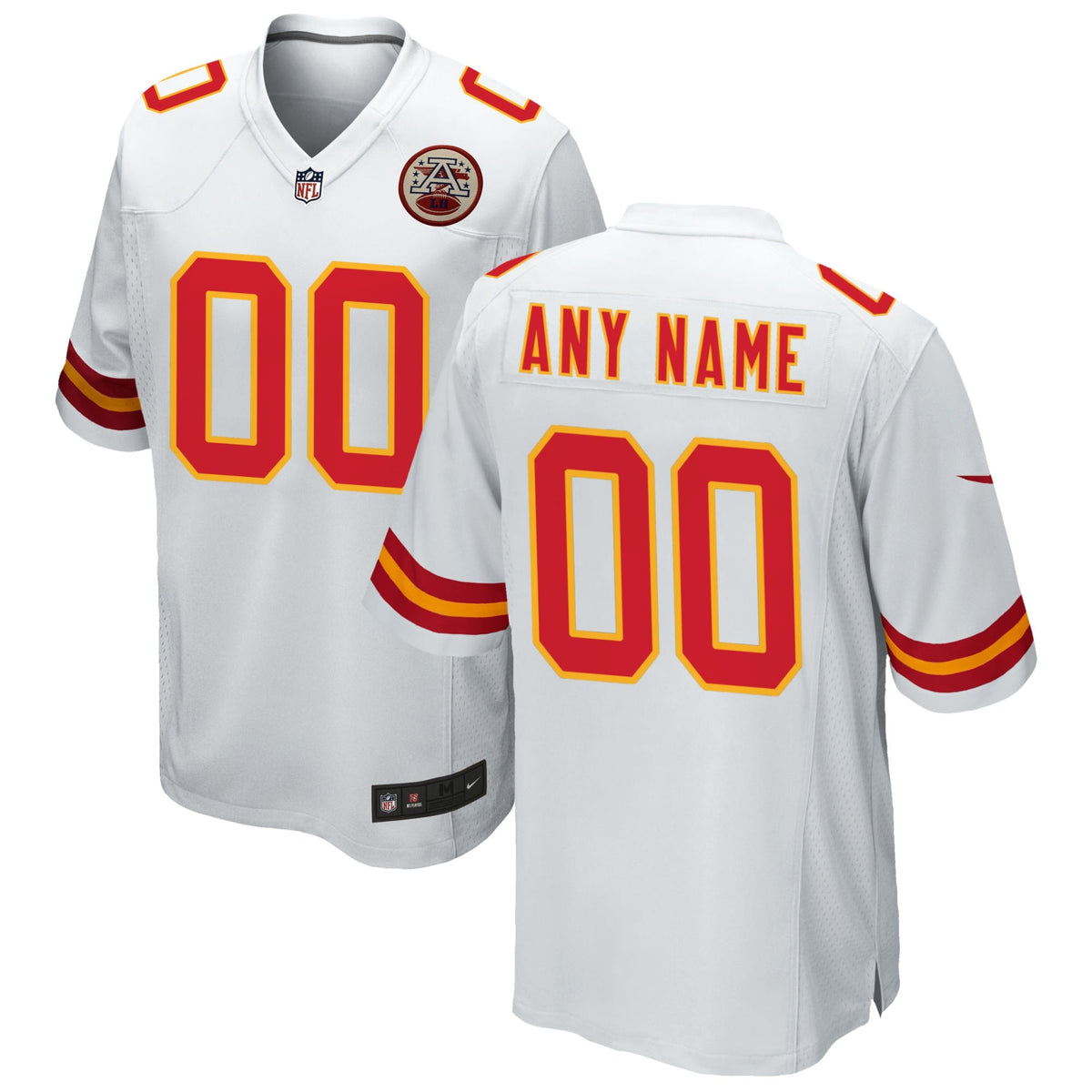 Kansas City Chiefs White Custom Game Jersey product image 2, provided for visual reference and product detail review