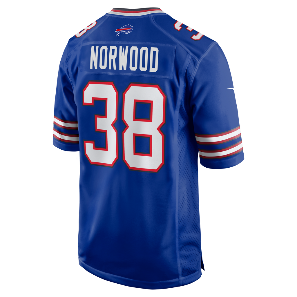 Buffalo Bills Tre Norwood Royal Team Game Jersey product image 3, provided for visual reference and product detail review
