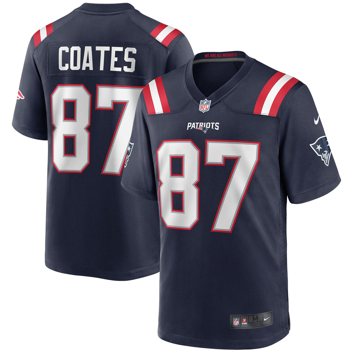 New England Patriots Ben Coates Navy Game Retired Player Jersey product image 1, provided for visual reference and product