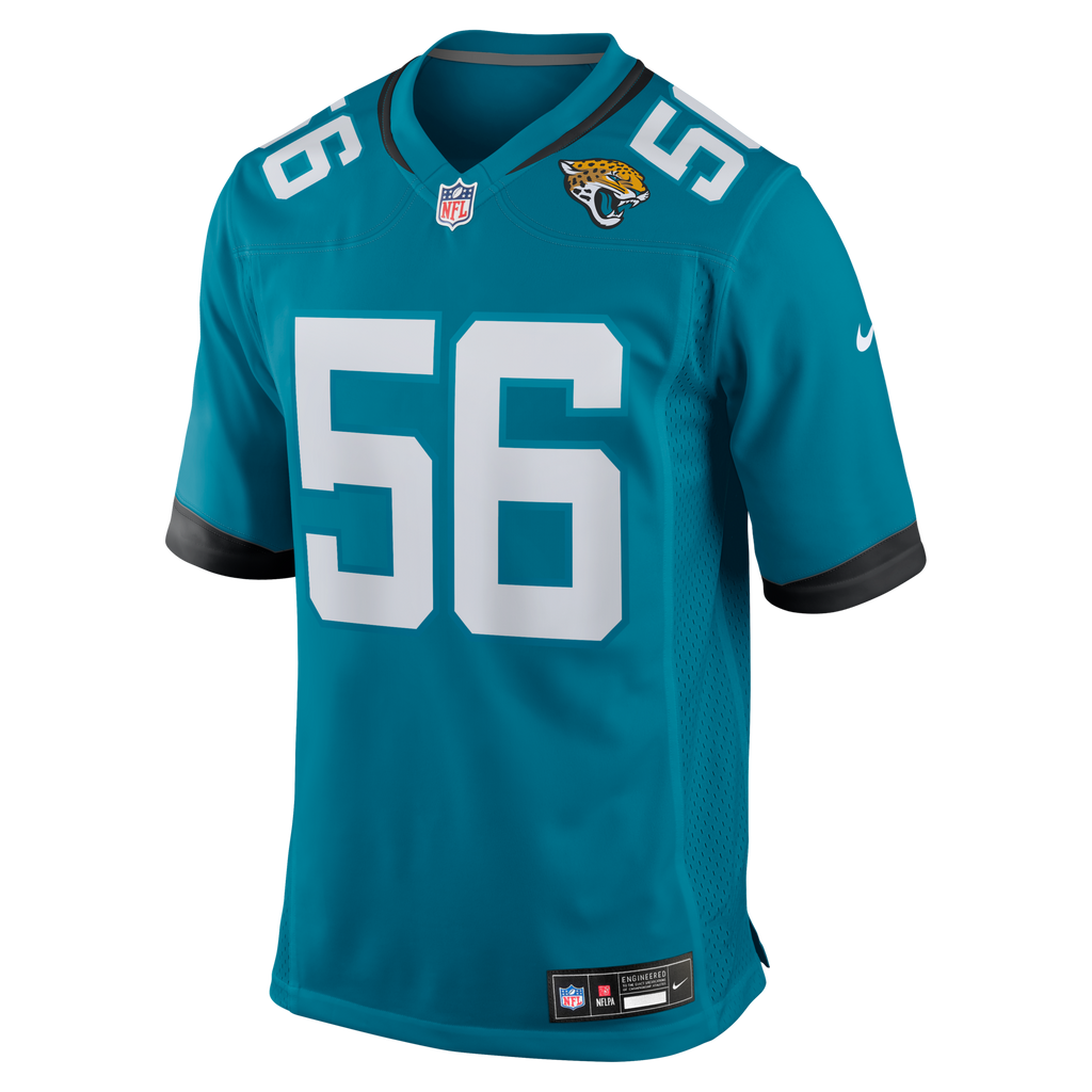 Jacksonville Jaguars Yasir Abdullah Teal Team Game Jersey product image 2, provided for visual reference and product detail