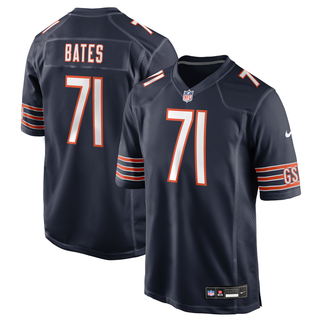 Chicago Bears Ryan Bates Navy Game Jersey product image 1, provided for visual reference and product detail review