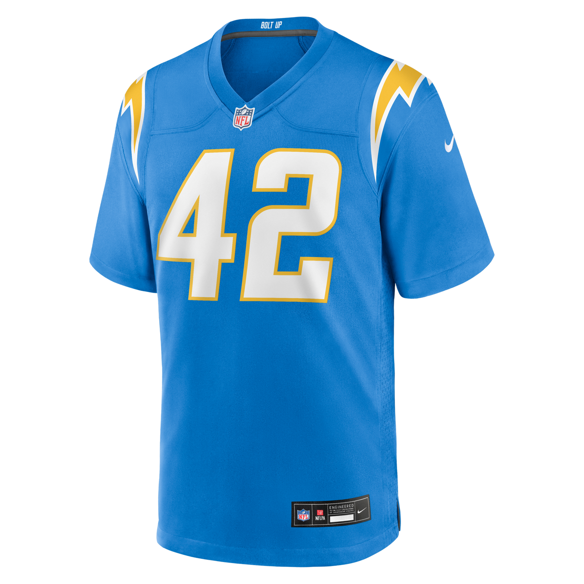 Los Angeles Chargers Tucker Fisk Powder Blue Team Game Jersey product image 2, provided for visual reference and product