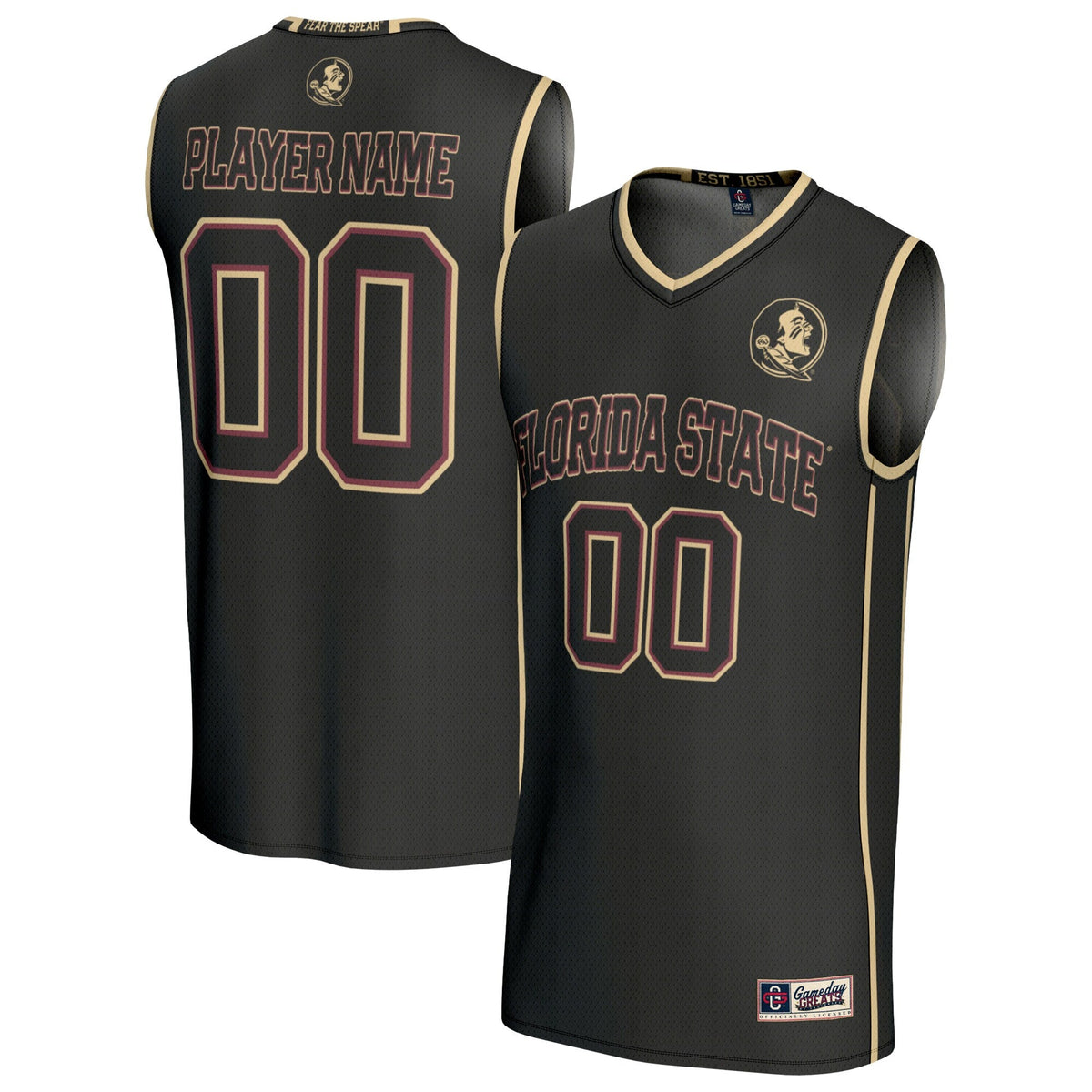 Florida State Seminoles Lightweight Collegiate Basketball NIL Pick-A-Player Fashion Jersey - Black product image 1, provided