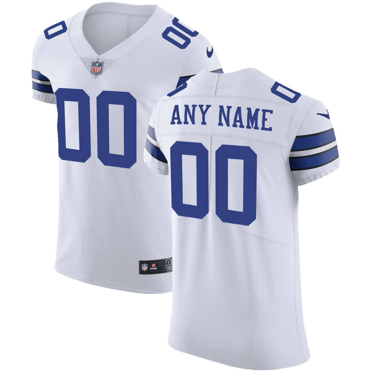 Dallas Cowboys White Vapor Untouchable Custom Elite Jersey product image 1, provided for visual reference and product detail