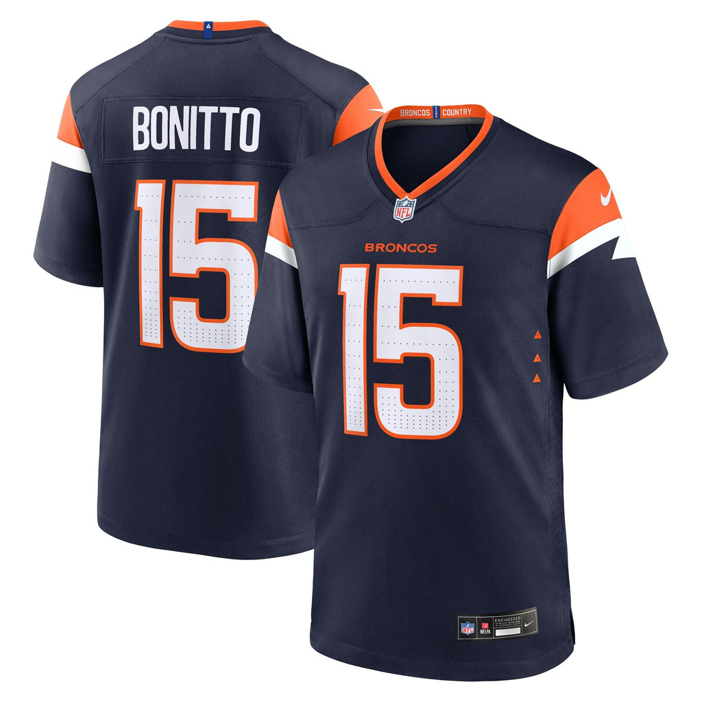 Denver Broncos Nik Bonitto Navy Alternate Game Jersey product image 1, provided for visual reference and product detail