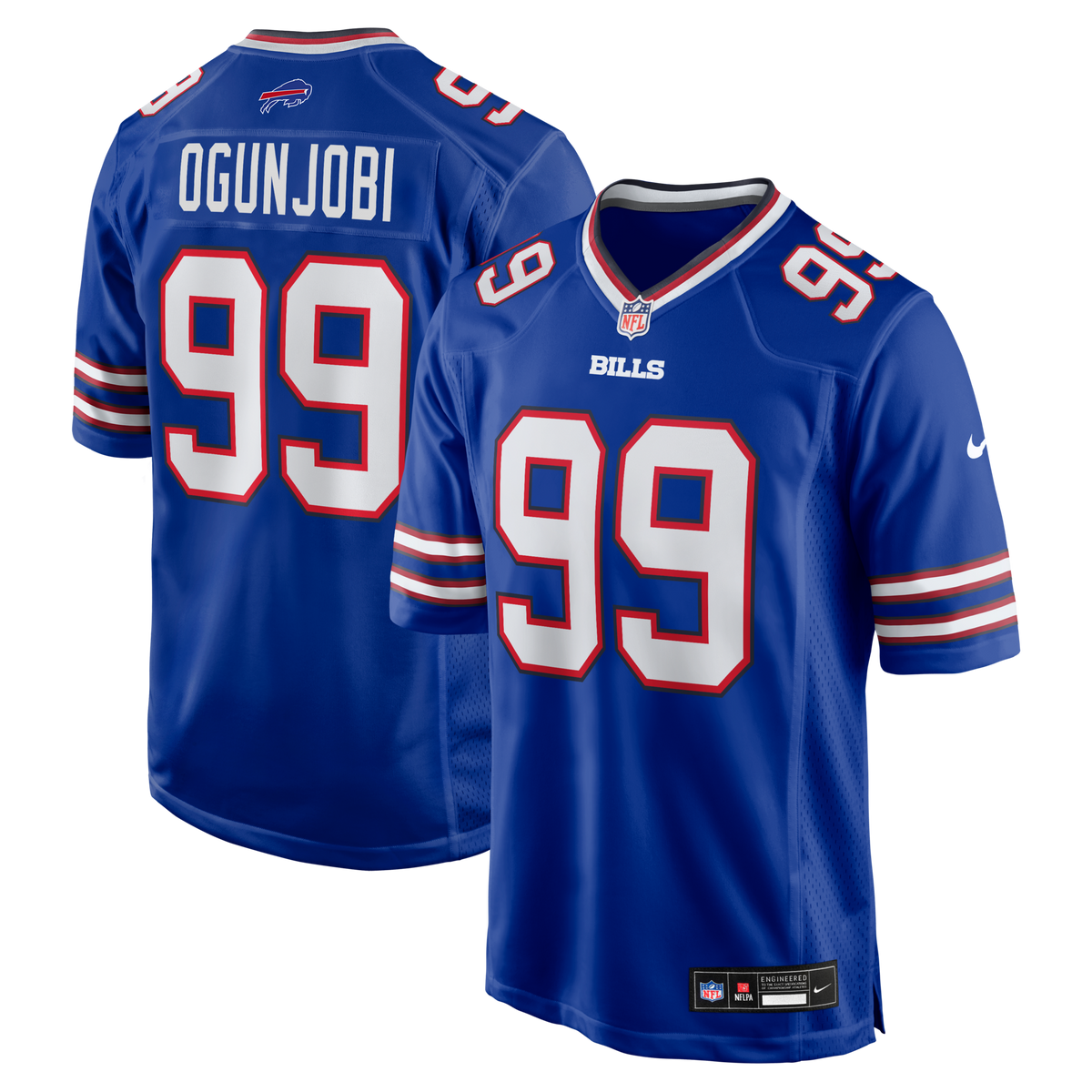 Buffalo Bills Larry Ogunjobi Royal Team Game Jersey product image 1, provided for visual reference and product detail review