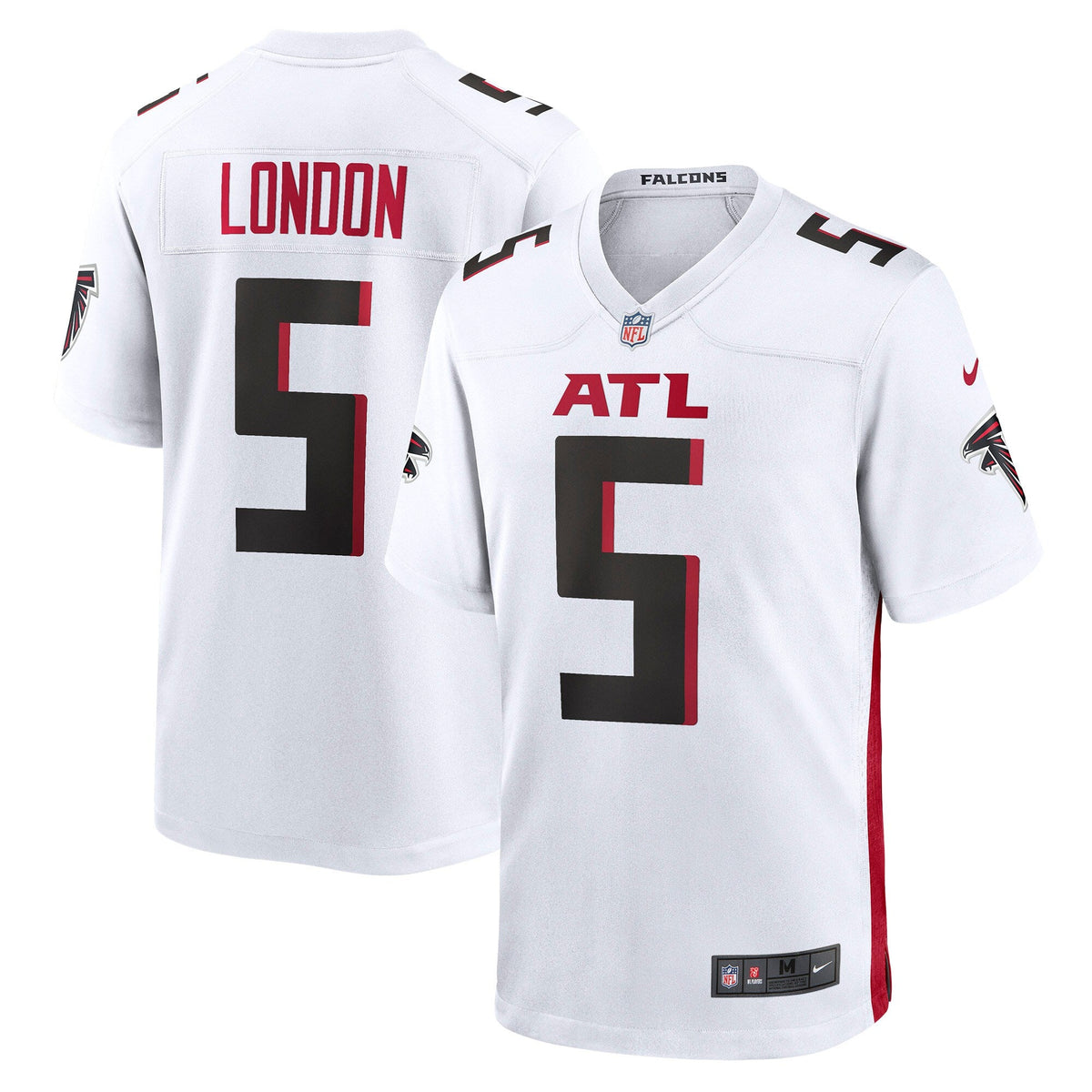 Atlanta Falcons Drake London White Away Game Player Jersey product image 1, provided for visual reference and product detail
