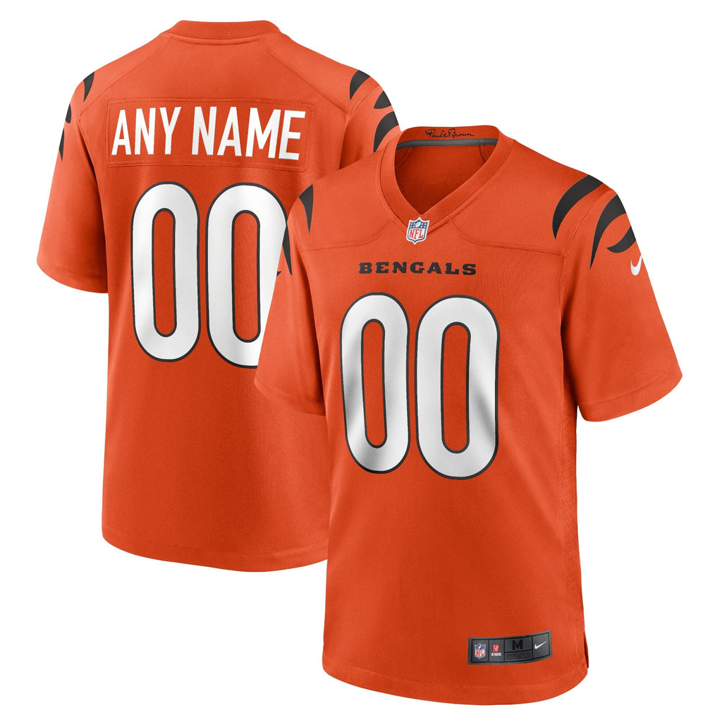Cincinnati Bengals Orange Alternate Game Custom Jersey product image 2, provided for visual reference and product detail