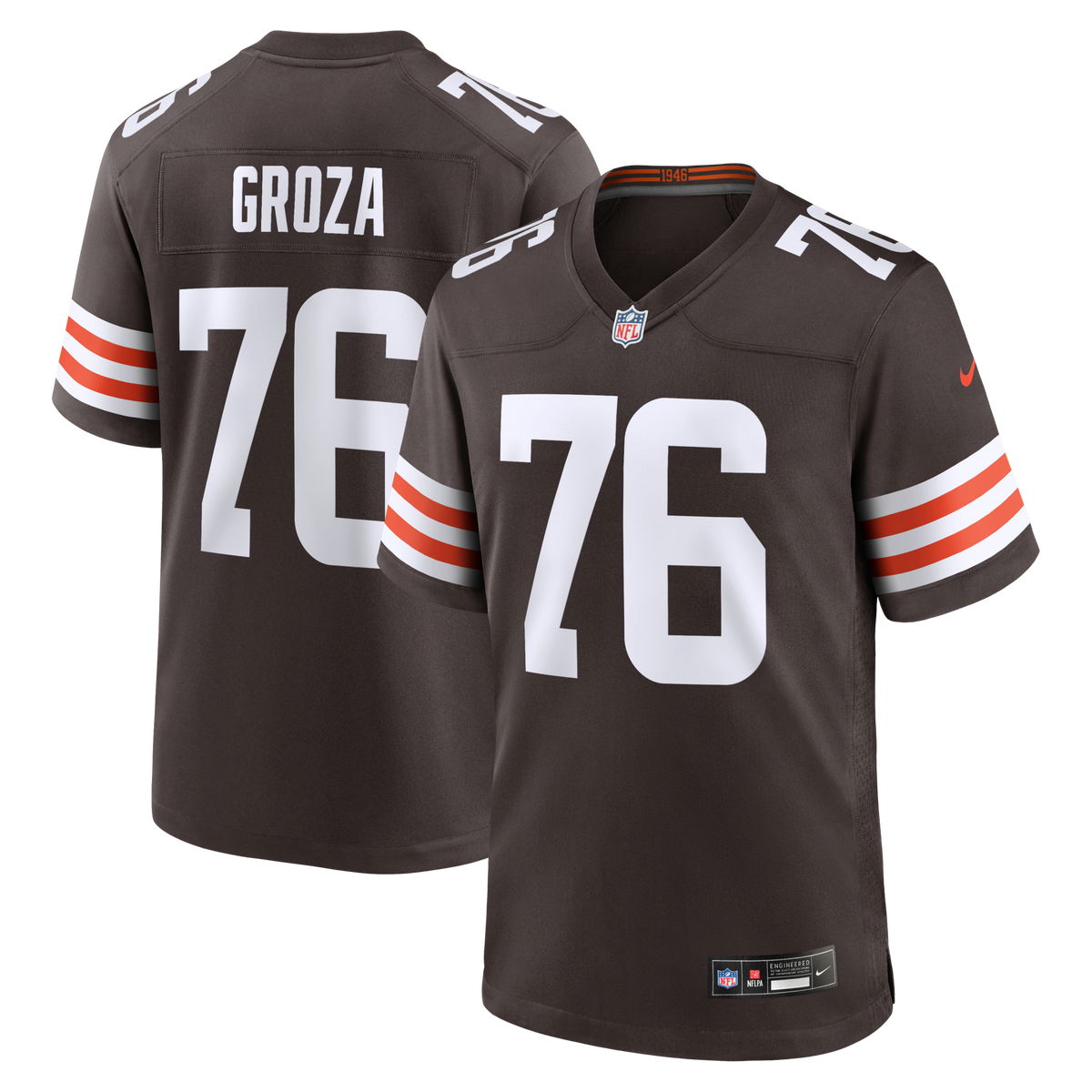 Cleveland Browns Lou Groza Brown Game Retired Player Jersey product image 1, provided for visual reference and product