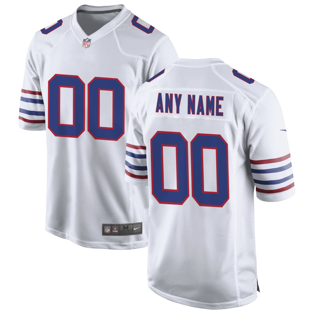 Buffalo Bills White Alternate Custom Game Jersey product image 1, provided for visual reference and product detail review