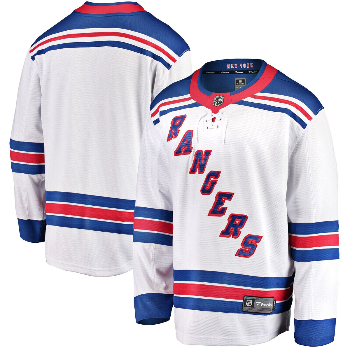 New York Rangers White Breakaway Away Jersey product image 2, provided for visual reference and product detail review