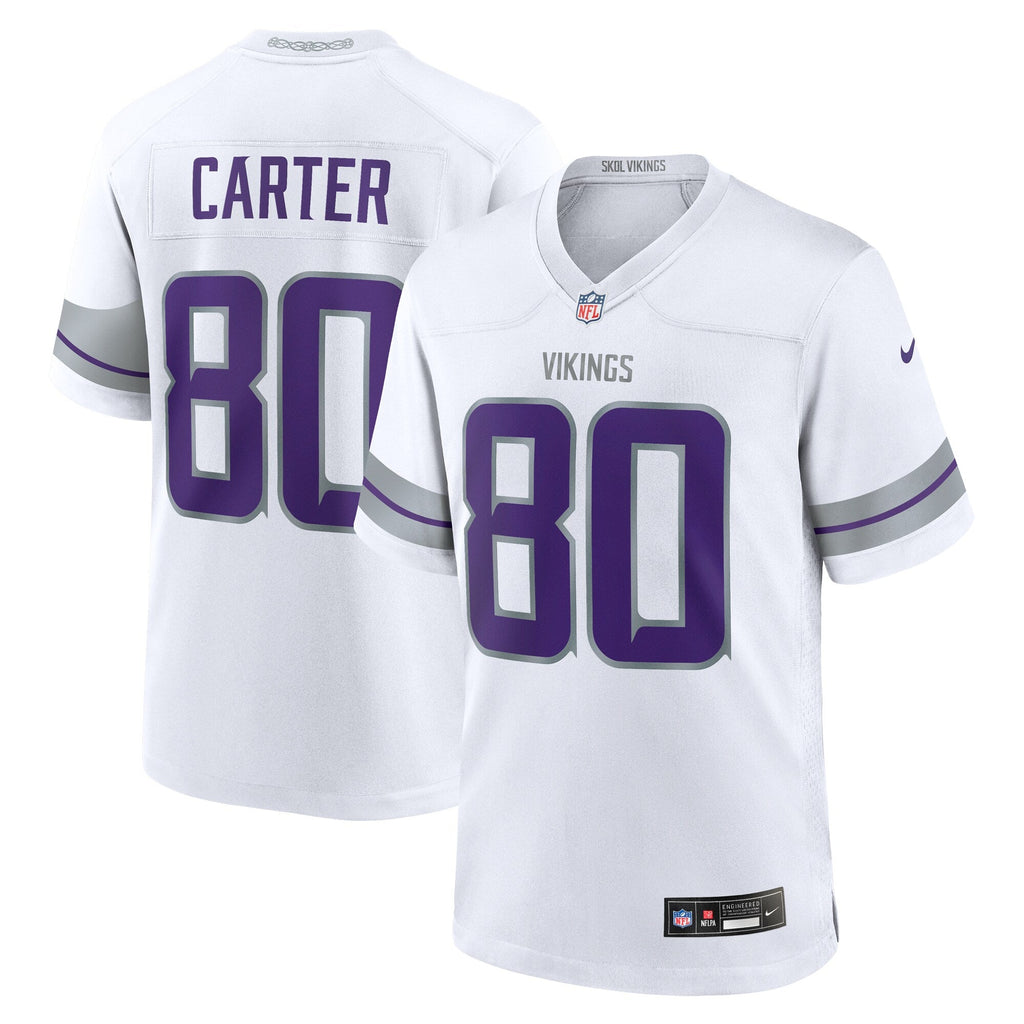 Minnesota Vikings Cris Carter White Alternate Retired Player Game Jersey product image 1, provided for visual reference and