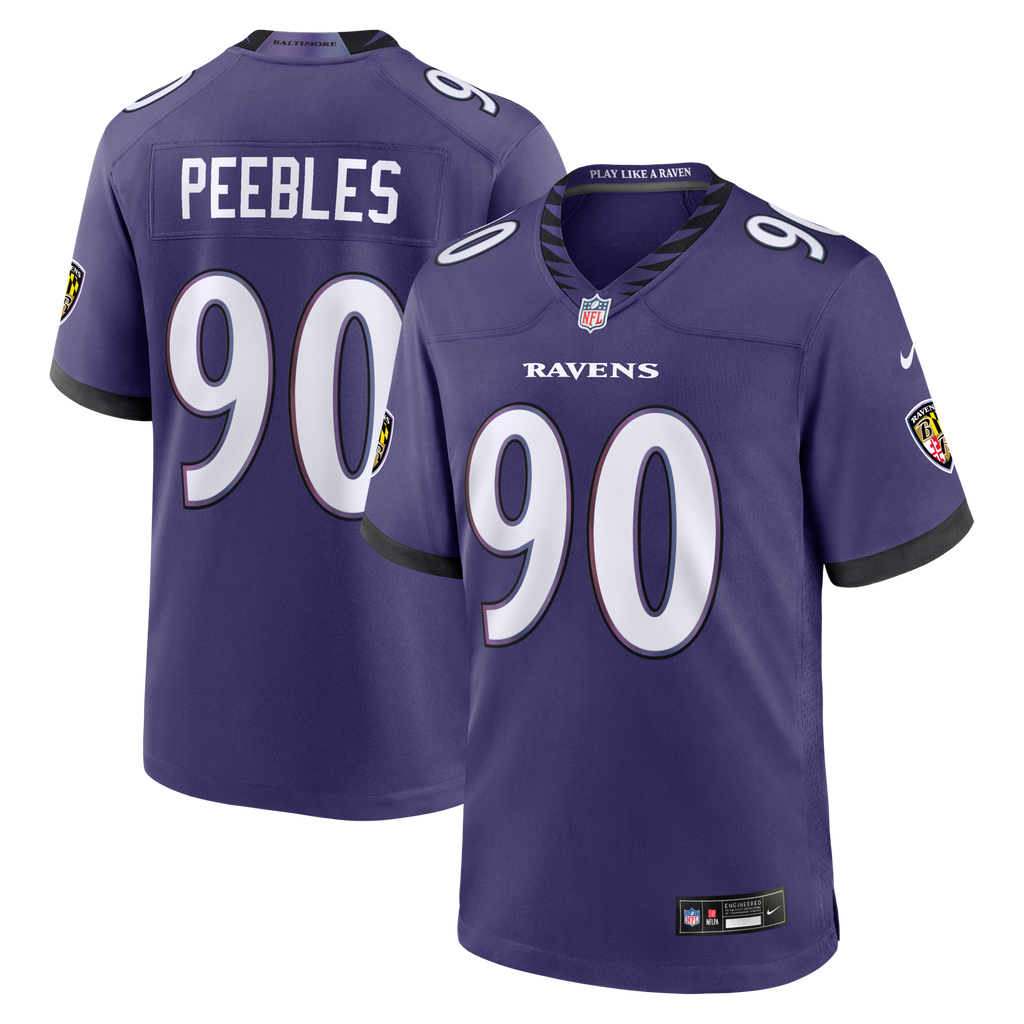 Baltimore Ravens Aeneas Peebles Purple Team Game Jersey product image 1, provided for visual reference and product detail