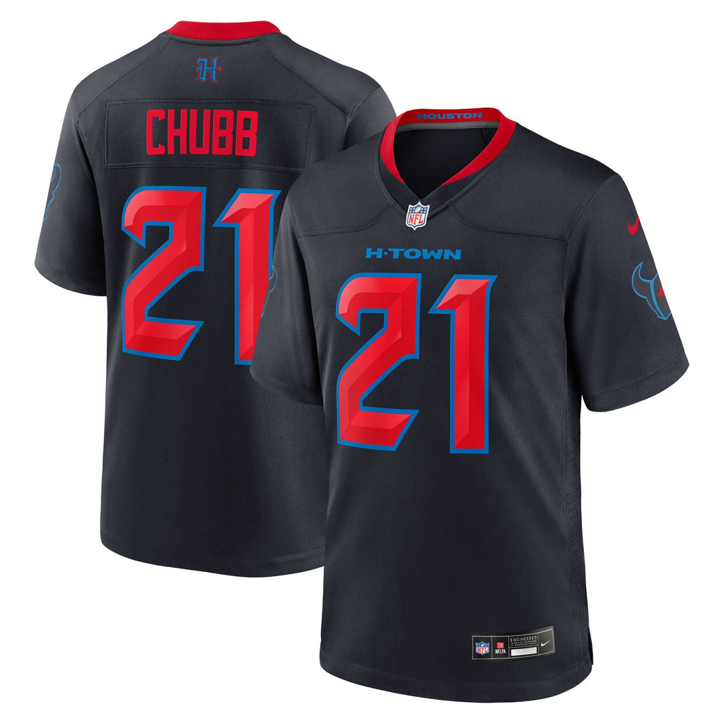 Houston Texans Nick Chubb Navy Alternate 2 Game Jersey product image 1, provided for visual reference and product detail