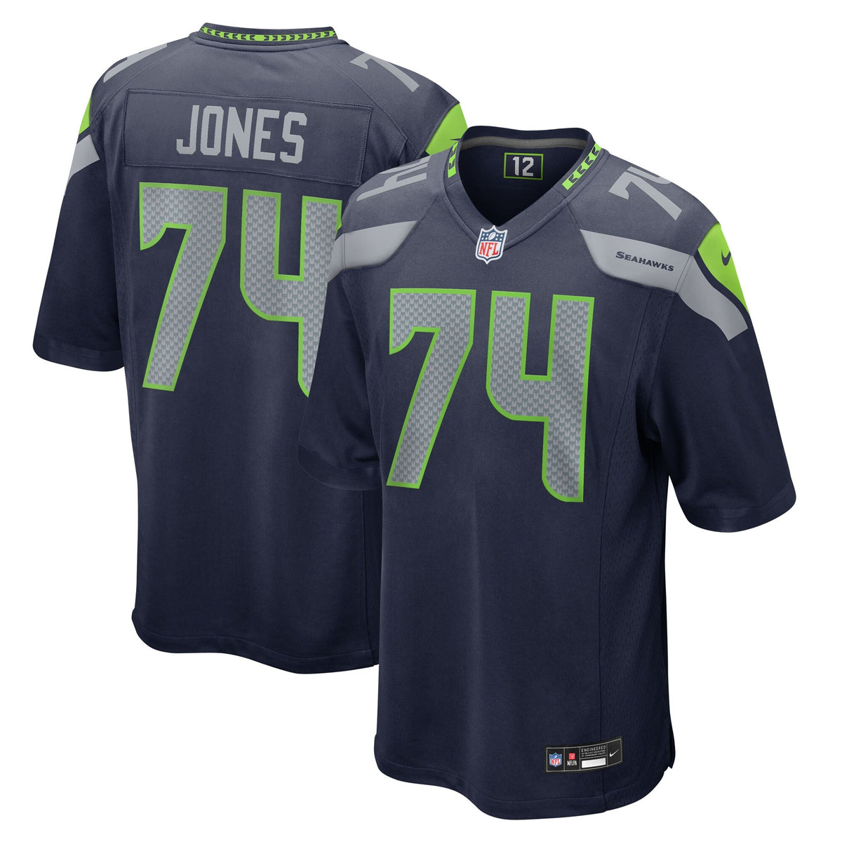 Seattle Seahawks Josh Jones College Navy Team Game Jersey product image 2, provided for visual reference and product detail