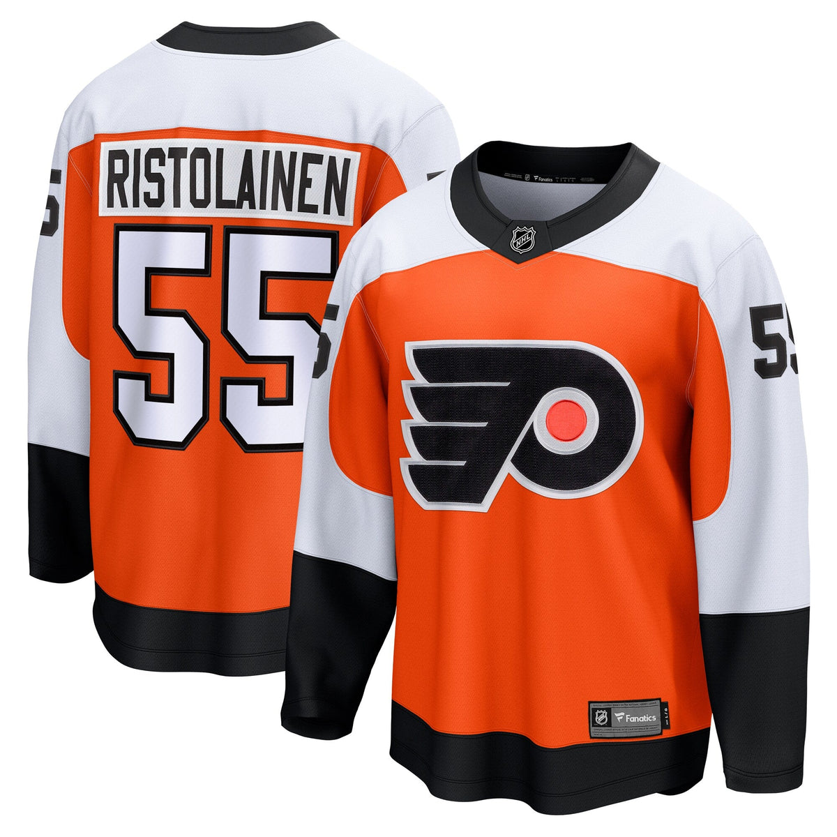 Philadelphia Flyers Rasmus Ristolainen Orange Home Breakaway Jersey product image 2, provided for visual reference and