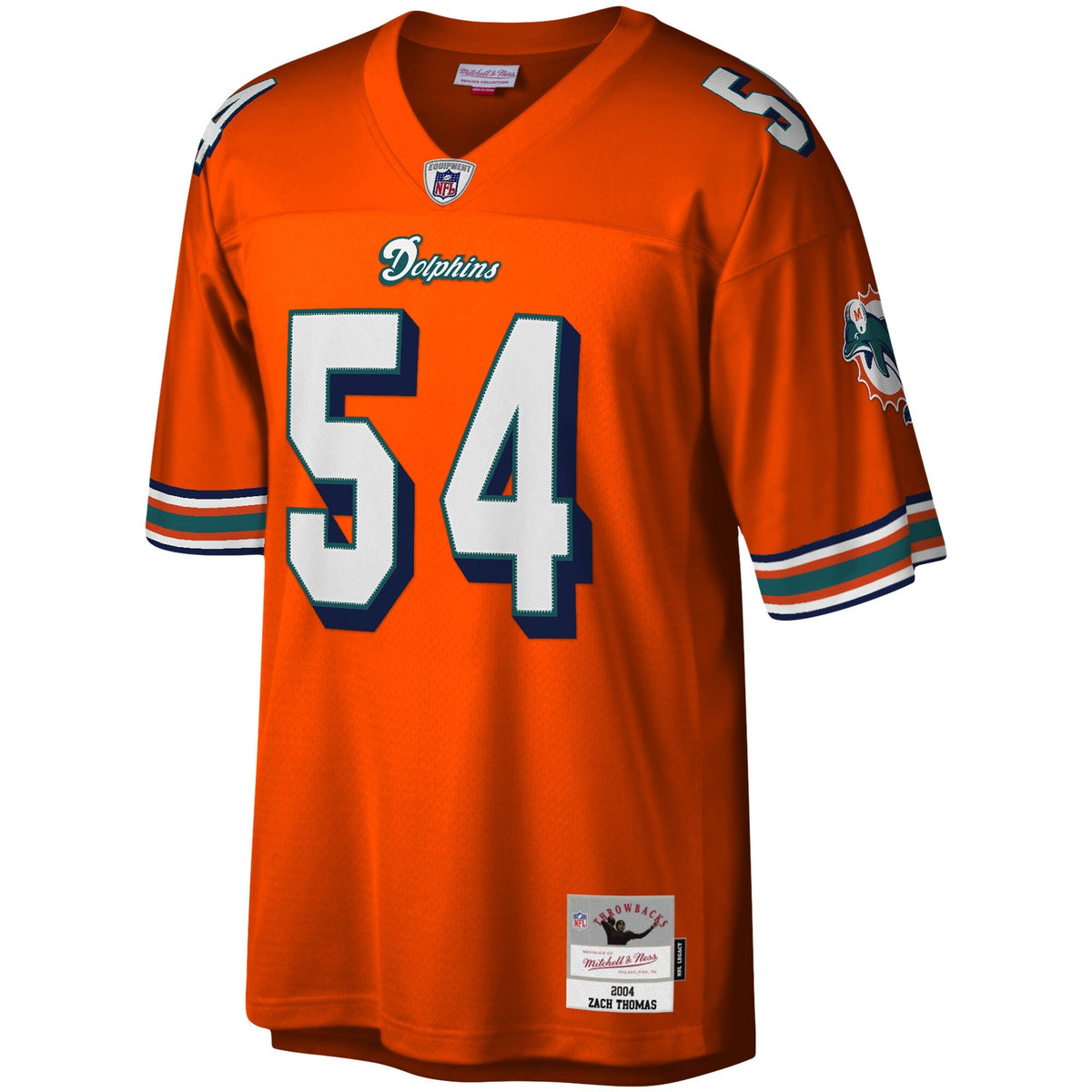 Miami Dolphins Zach Thomas Orange Legacy Replica Jersey product image 3, provided for visual reference and product detail