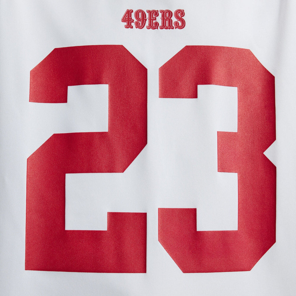 San Francisco 49ers Christian McCaffrey White Game Player Jersey product image 9, provided for visual reference and product