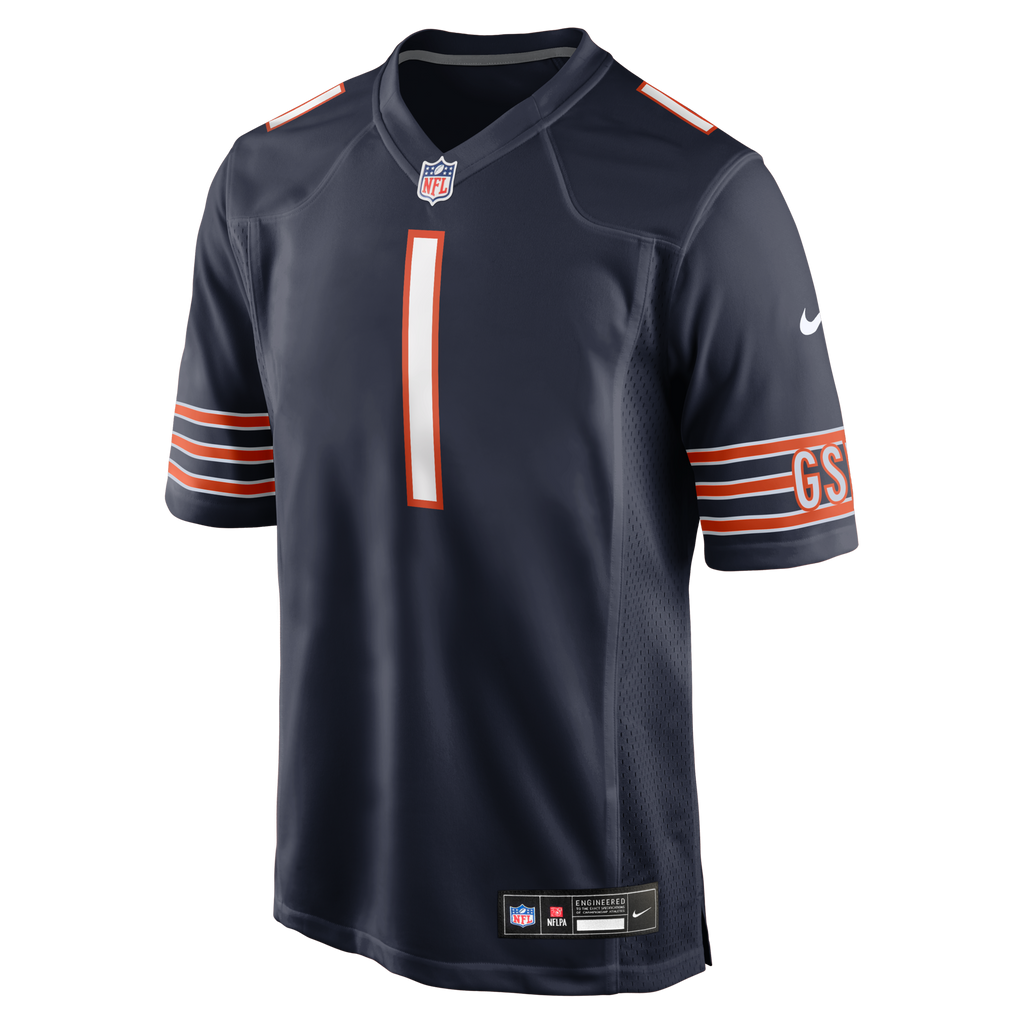 Chicago Bears Number 1 Dad Navy Game Jersey product image 3, provided for visual reference and product detail review