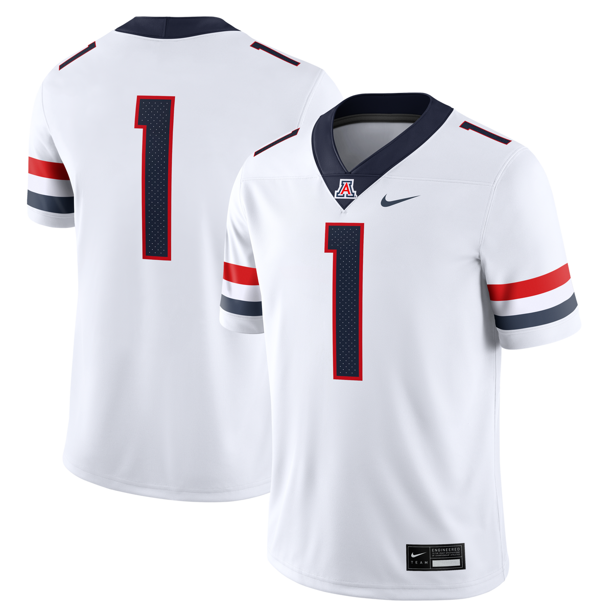 #1 Arizona Wildcats Road Game Football Jersey - White product image 1, provided for visual reference and product detail