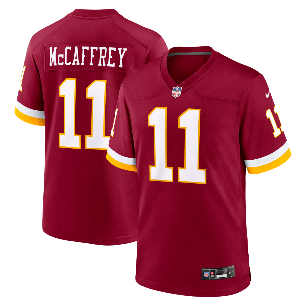 Washington Commanders Luke McCaffrey Burgundy Game Jersey product image 2, provided for visual reference and product detail