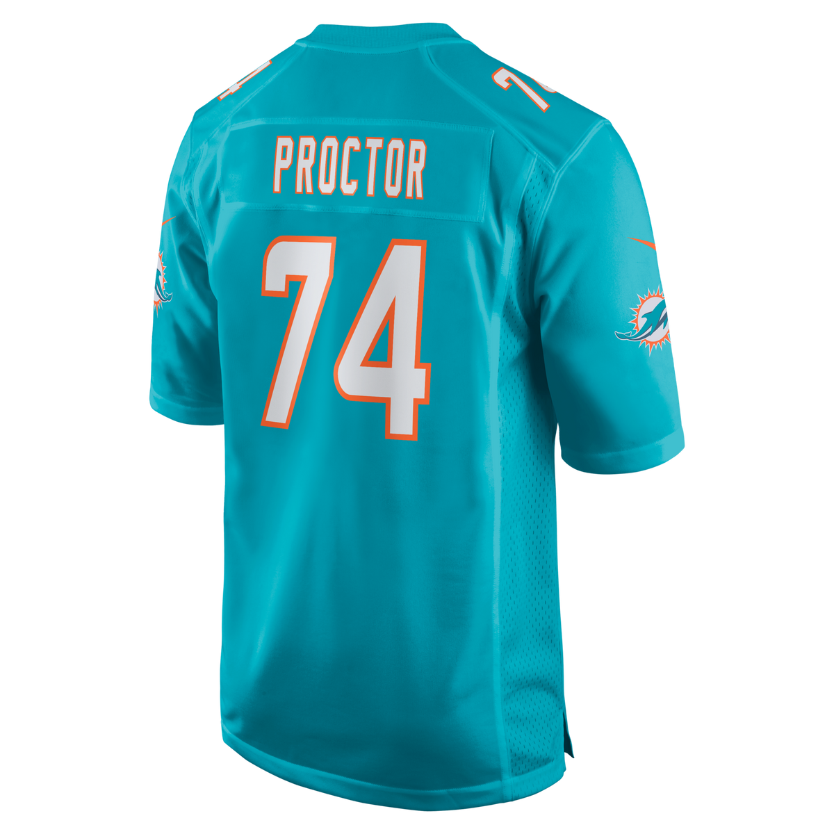 Miami Dolphins Kayden Proctor Aqua 2026 NFL Draft First Round Pick No. 12 Team Game Jersey product image 4, provided for