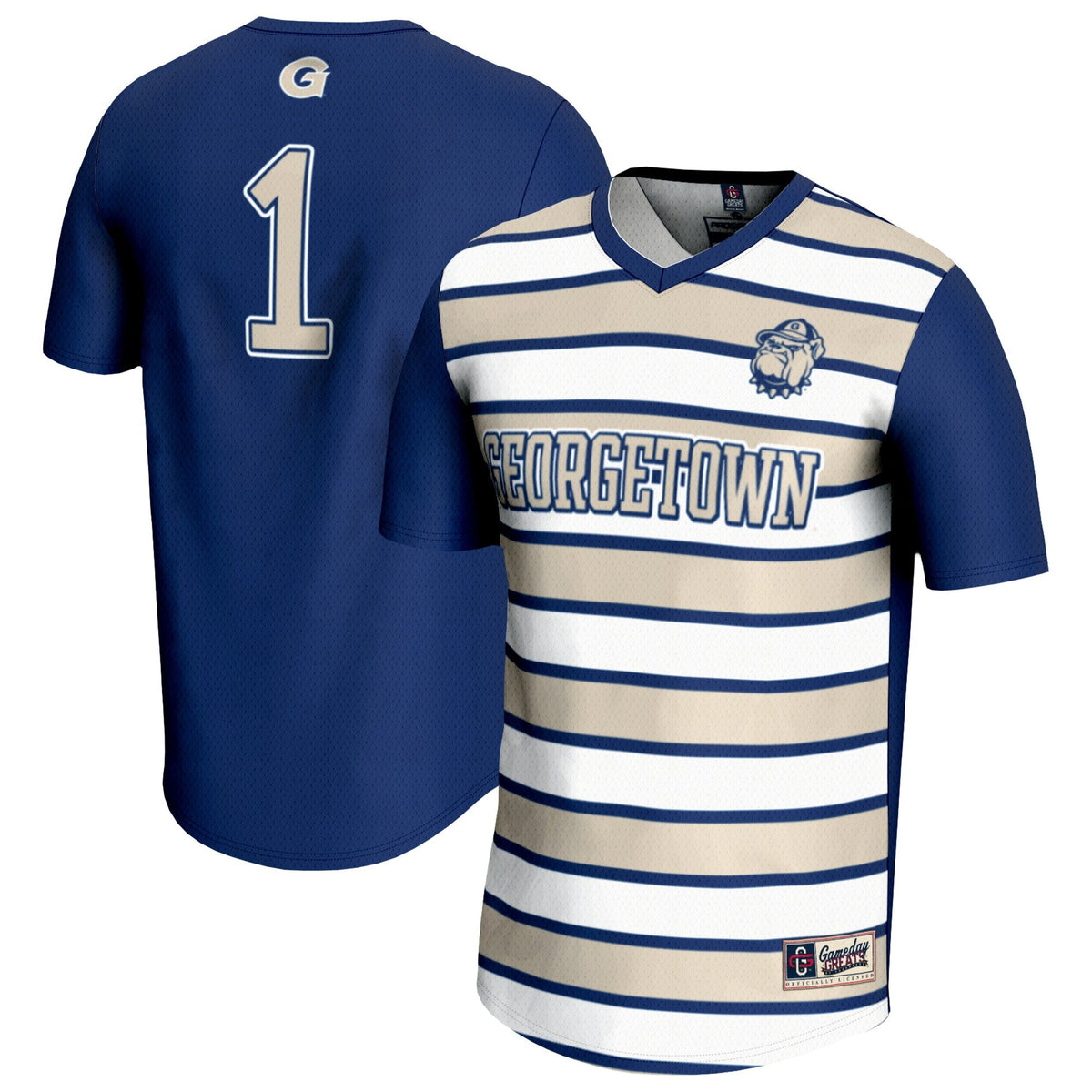 #1 Georgetown Hoyas Lightweight Soccer Fashion Jersey - Navy product image 1, provided for visual reference and product