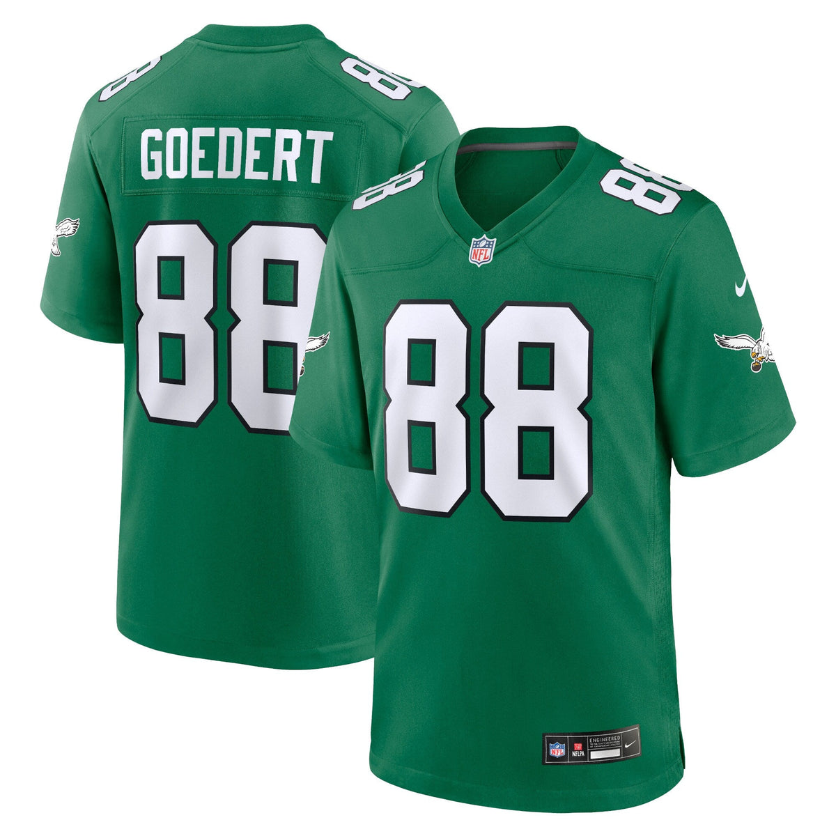 Philadelphia Eagles Dallas Goedert Kelly Green Alternate Game Player Jersey product image 2, provided for visual reference