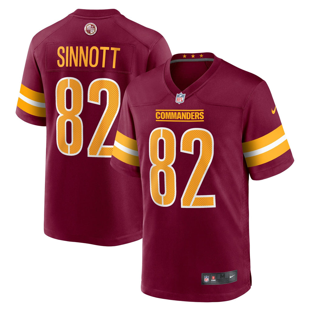 Washington Commanders Ben Sinnott Burgundy Game Jersey product image 1, provided for visual reference and product detail
