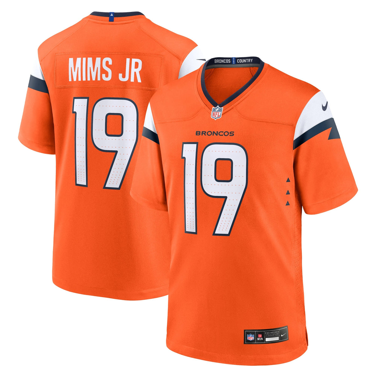 Denver Broncos Marvin Mims Jr Orange Team Game Jersey product image 1, provided for visual reference and product detail