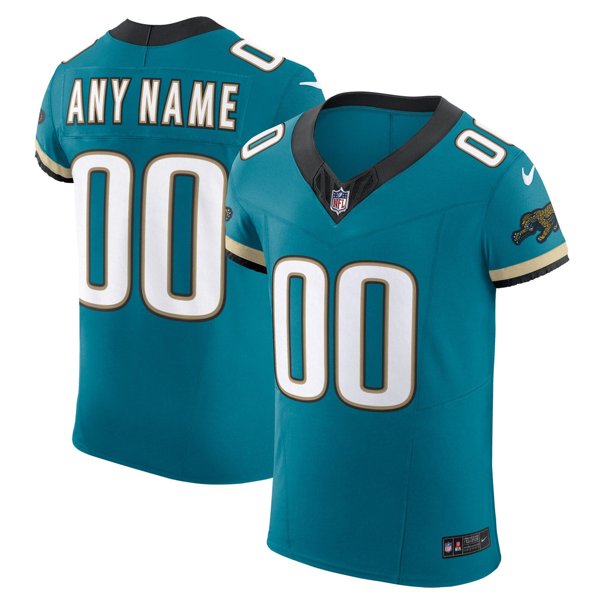 Jacksonville Jaguars Teal Alternate Vapor F.U.S.E. Elite Custom Jersey product image 1, provided for visual reference and