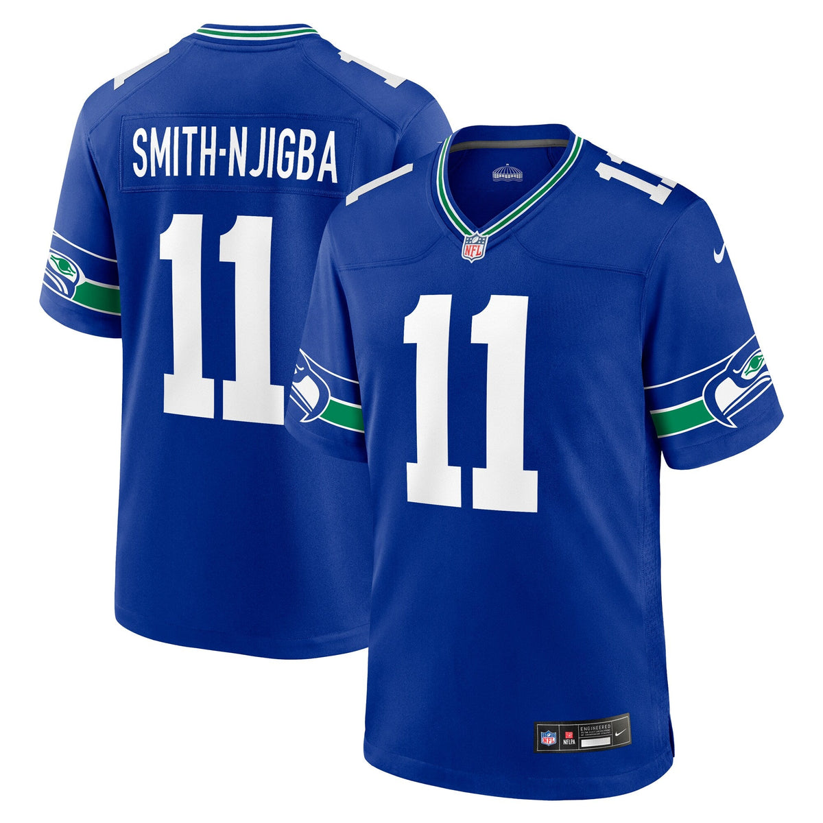 Seattle Seahawks Jaxon Smith-Njigba Royal Throwback Player Game Jersey product image 2, provided for visual reference and